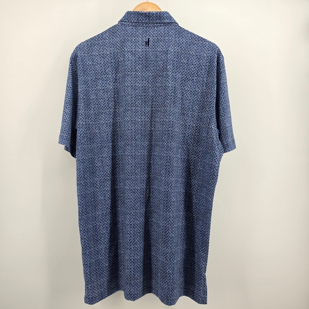 Johnnie-O Mens size Large Blue Geometric AOP Print Golf Performance Polo Shirt - Picture 3 of 16